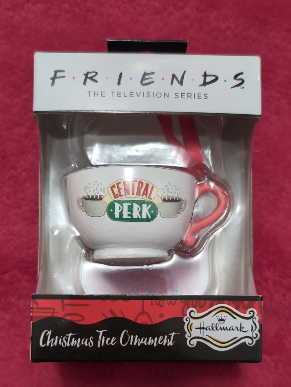 Hallmark FRIENDS Central Perk White Mug Ornament with Pink Handle